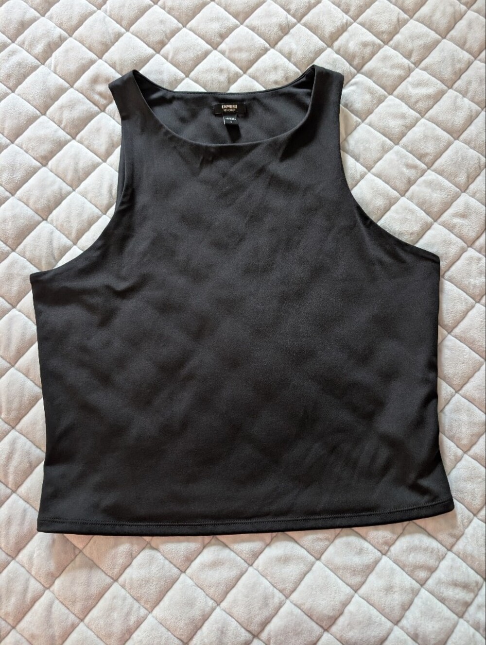 Express Body Contour Cropped Tank Top, Black, Size Large